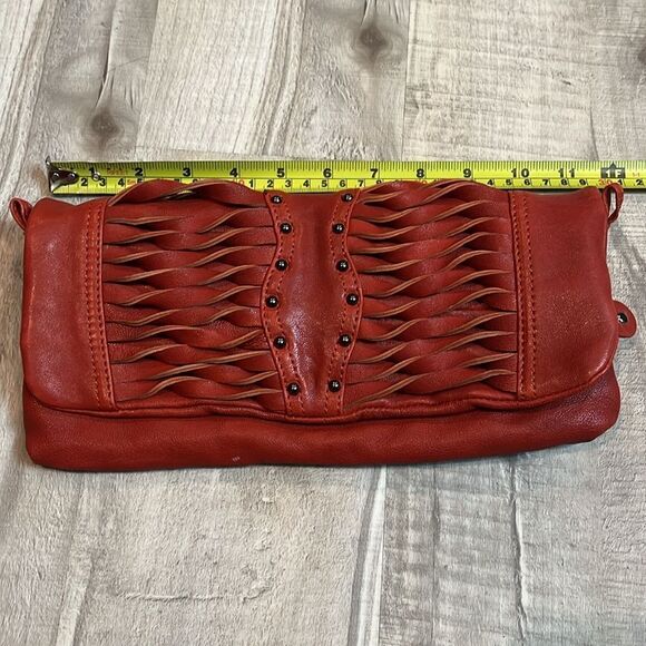 7Chi pocketbook leather tomato red folding purse missing strap - Picture 11 of 13